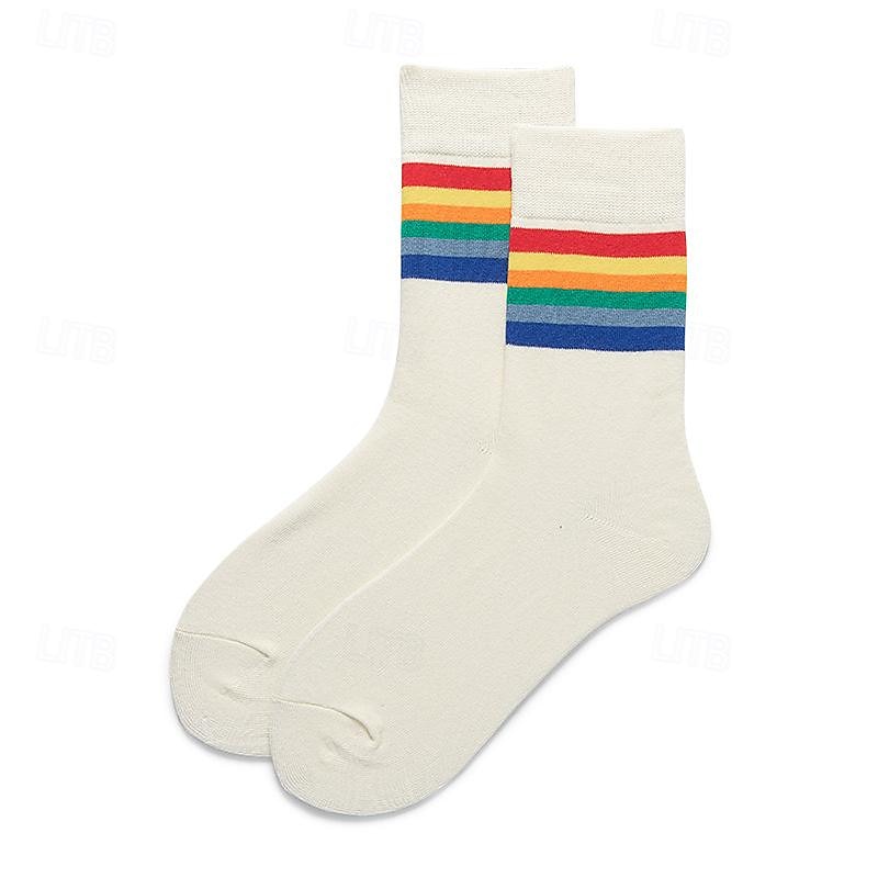 Hombre Paquete de 5 Paquetes múltiples Calcetín Calcetas Calcetines para correr Calcetines informales Blanco Rojo Color Arco iris Deporte Diario Vacaciones Básico Medio Primavera Otoño Moda Casual 2025 - $17.99 –P2