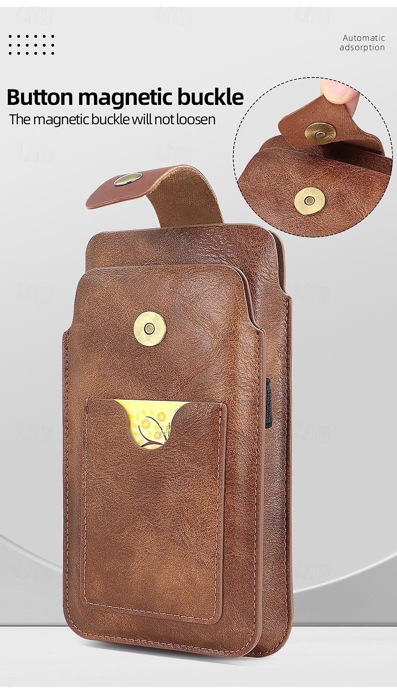 Men Cellphone Loop Holster Case Belt Waist Bag Props PU Leather Purse Phone Wallet Vintage Belt Mobile Phone Protective Sheath 2026 - $18.99 –P3