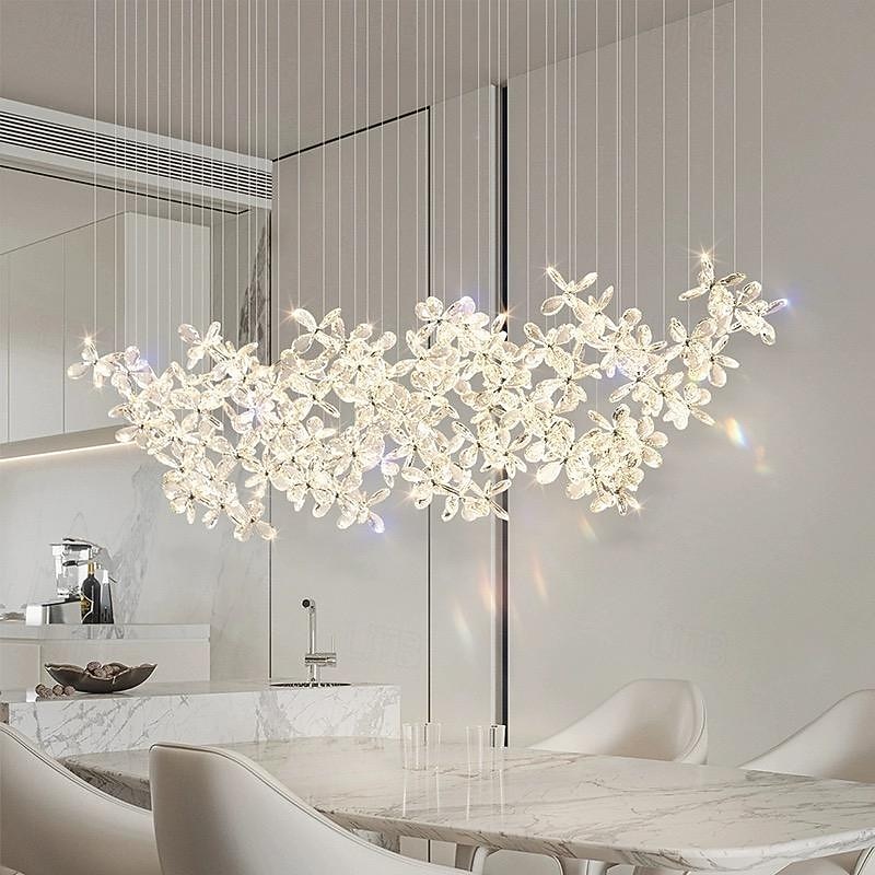 Lustre led branco quente 100cm 8 luzes design exclusivo lustre de flor de cristal restaurante luxo arte italiana bar ilha candeeiros de mesa criativo metal sala de jantar 110-240v de 2026 por $593.19 –P7