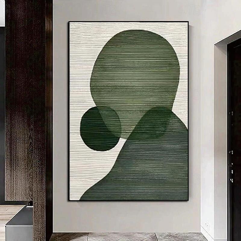 ručně vyráběná bílá abstraktní malba na plátně ručně malovaná 3D texturované nástěnné umění zelené moderní plátno malba pro obývací pokoj výzdoba domova hotelové umělecké dílo 2025 - $116.99 –P2