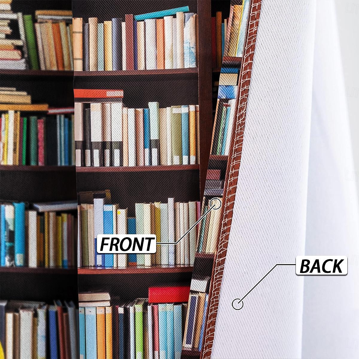 Vintage Bücherregal Verdunkelungsvorhänge Türisolierung Außenbalkon Rest Wohnzimmer Wohndekoration 2-teiliges Set mit 3D-Digitaldruck perforiert 2026 - $41.99 –P6