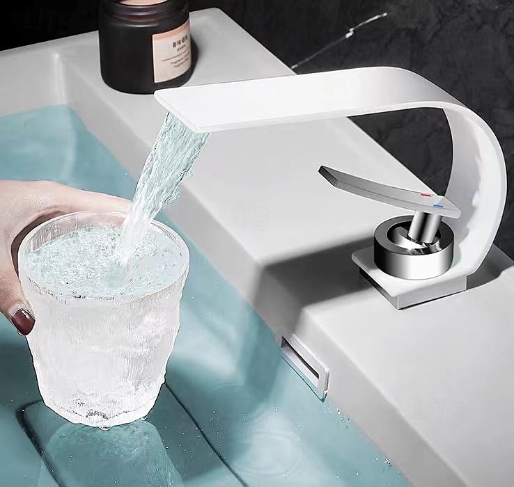 Bathroom Sink Faucet - Waterfall Electroplated Centerset Single Handle One HoleBath Taps 2025 - $145.99 –P7
