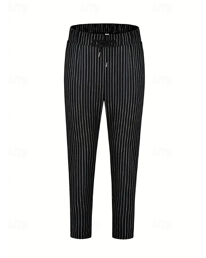 Homens Calças Calça verão Calça casual Bolsos Com Cordão Cintura elástica Listra Conforto Trabalho O negócio Diário Moda Estilo Clássico Preto Azul Real Micro-Elástica de 2025 por $25.99 –P7