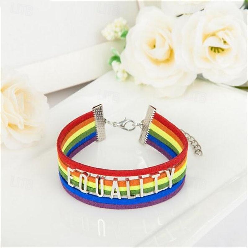 Pulseira tecida à mão com carta do orgulho, 2 peças, pulseira arco-íris multicamadas, joias do mesmo sexo de 2025 por $16.99 –P4