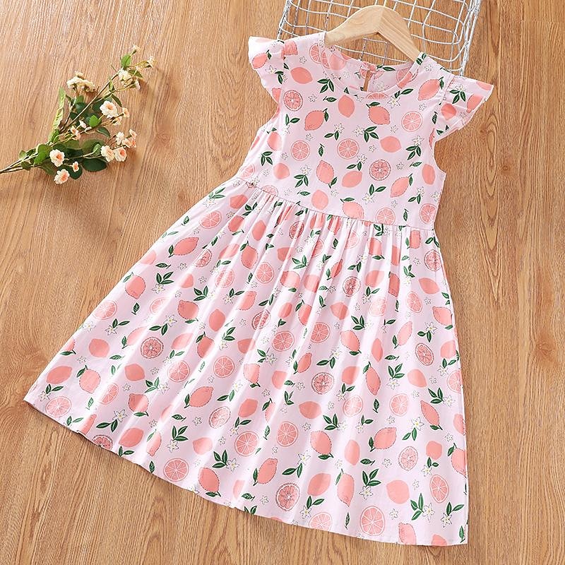 Robe graphique sans manches pour filles de 4 à 13 ans, tenue de fête en plein air, décontractée, à la mode, jupe de princesse, en polyester, été et printemps de 2025 ? $9.49 –P5