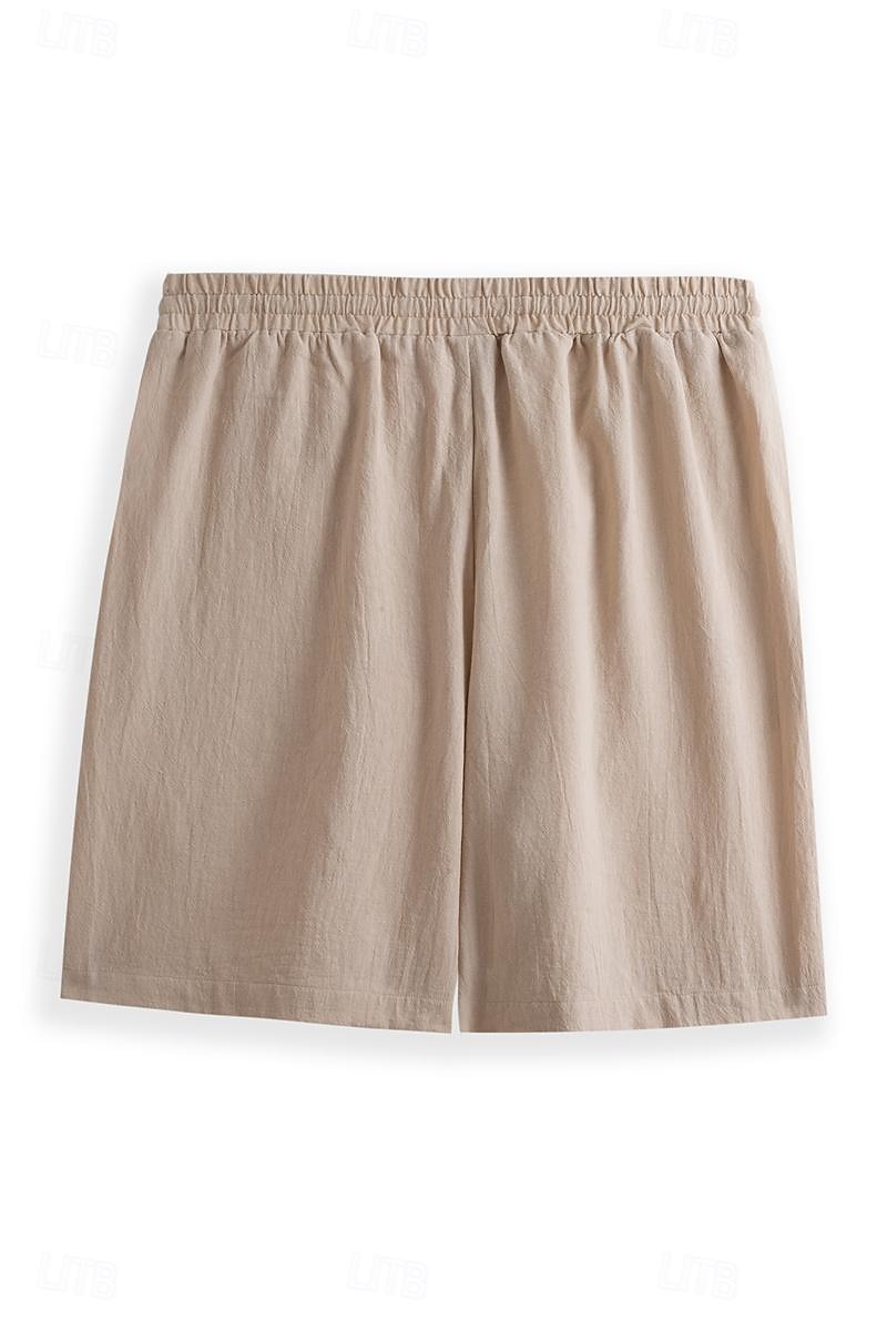 Homens Calção Shorts de verão Shorts de praia Com Cordão Cintura elástica Perna reta Tecido Conforto Respirável Curto Casual Diário Feriado Moda Estilo Clássico Cáqui Claro Azul Marinha de 2025 por $16.49 –P2