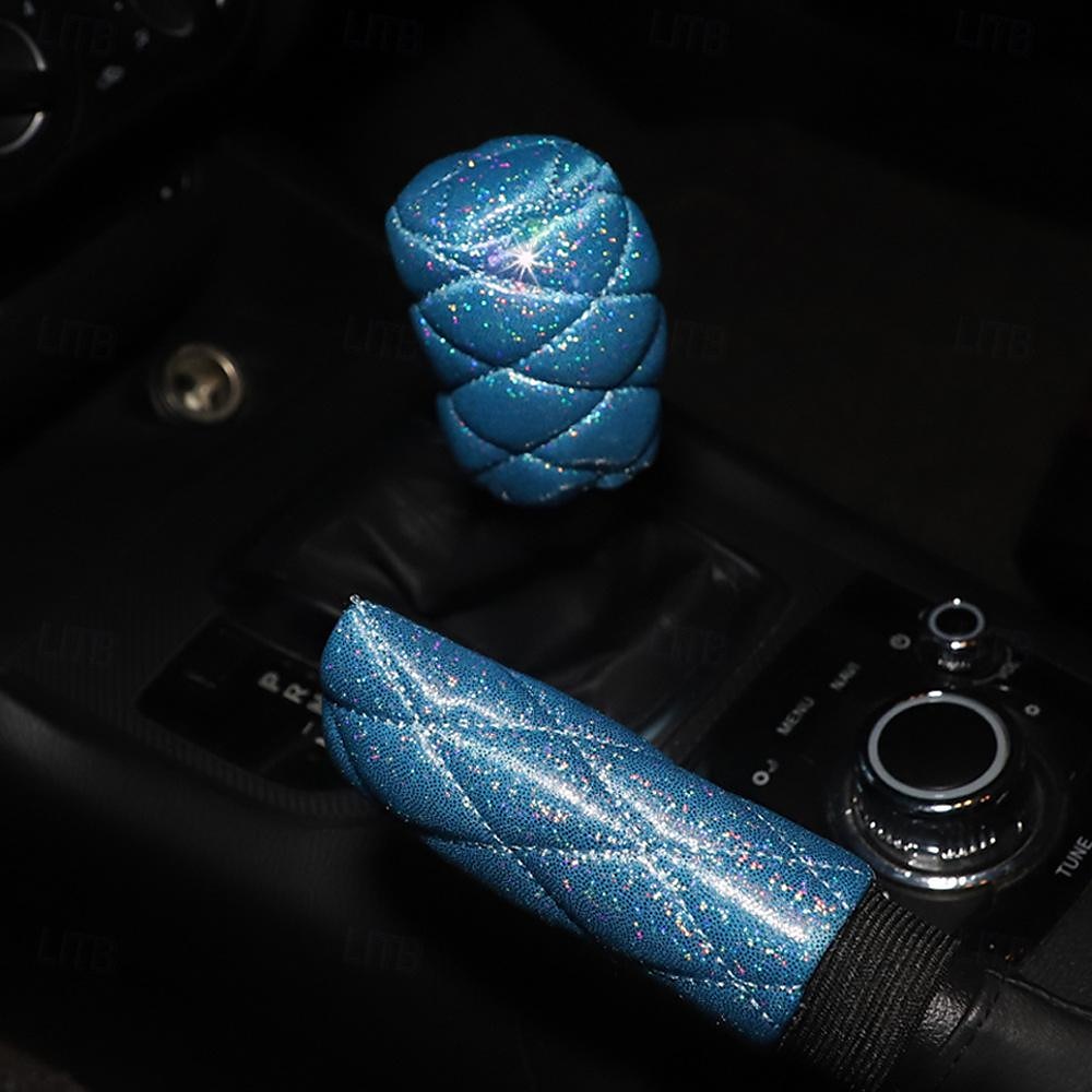 FYAUTOPER Flash gold quilted diamond-like handbrake set gear set two-piece circular head handle set 2025 - $7.99 –P3