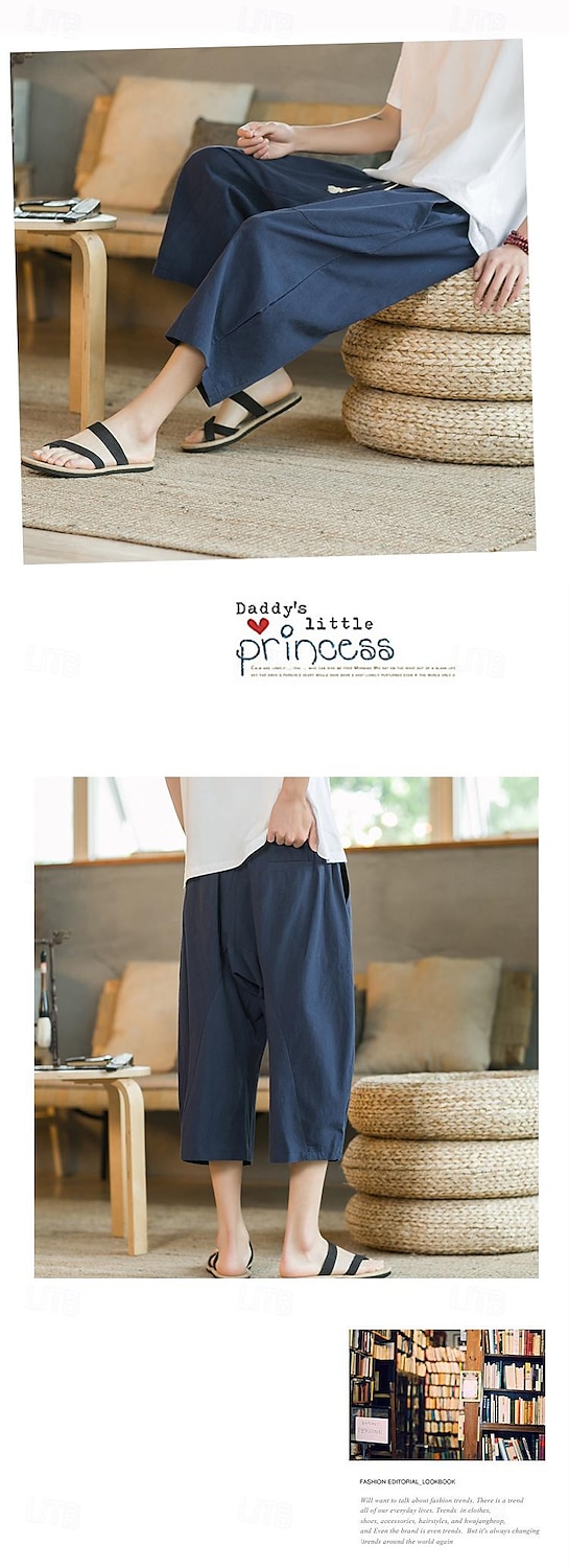 Bărbați Pantaloni de in Pantaloni harem Pantaloni Capri Buzunar Mată Sport Lungime gambă Muncă Casual Casual Potrivire Largă Negru Roșu Vin Inelastic 2026 - $22.99 –P16