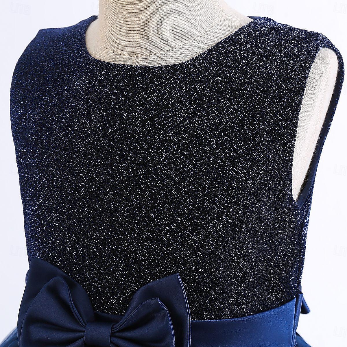 Děti Dívčí Šaty Šaty na párty Pevná barva Bez rukávů Zvláštní příležitosti Narozeniny Elegantní Princeznovské Polyester Maxi Šaty na párty Léto Jaro 4-13 let Námořnická modř Trávová zelená 2025 - $30.99 –P4
