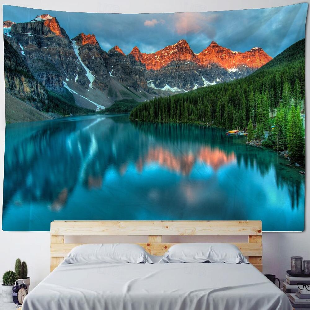 Tapiz colgante de paisaje natural de río de montaña, arte de pared, tapiz grande, decoración mural, fotografía, telón de fondo, manta, cortina, hogar, dormitorio, sala de estar 2026 - $20.99 –P2