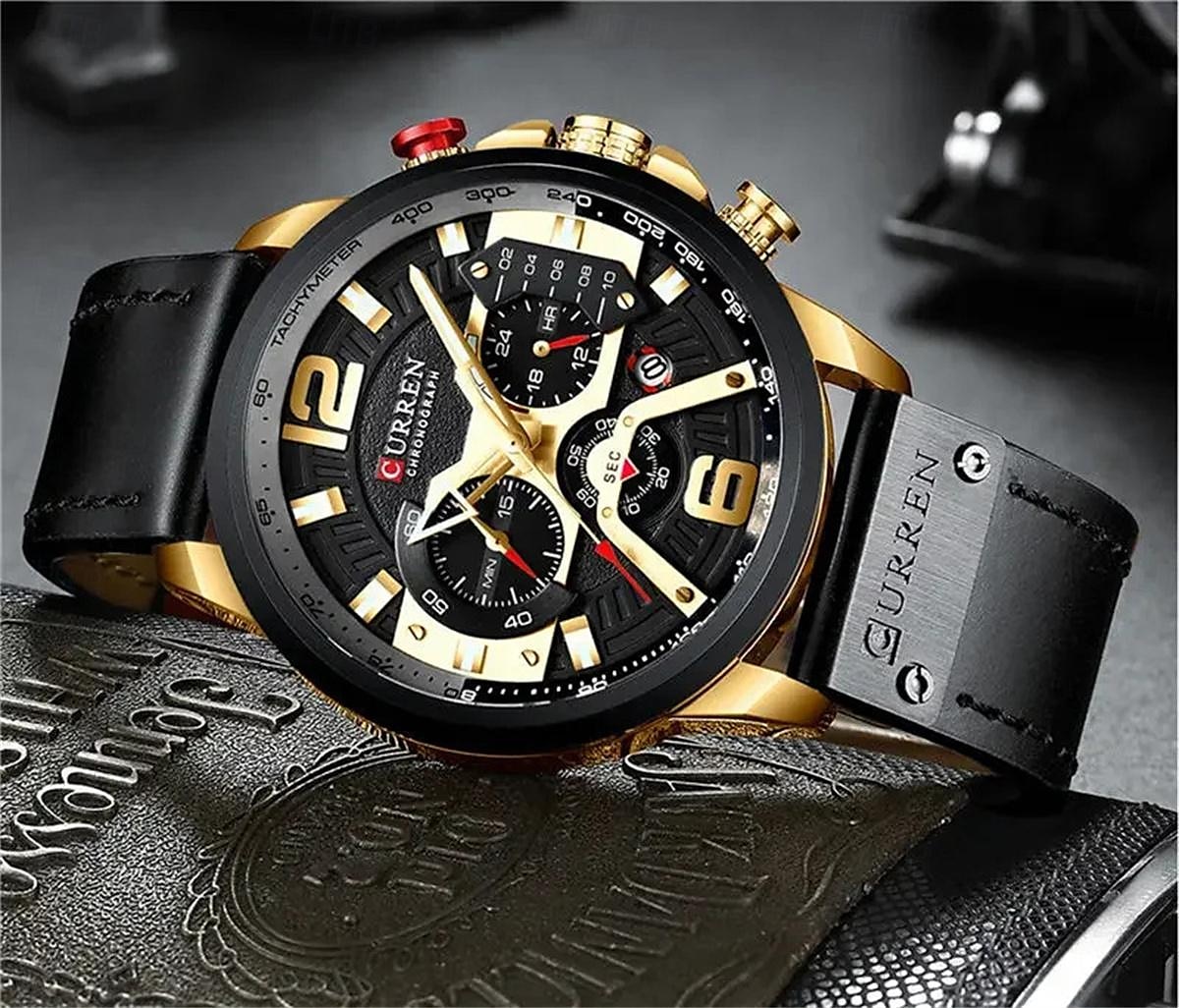 CURREN Herr Kvartsklockor Mode Affär Armbandsur Kalender VATTENTÄT Dekorativ Läder Klocka 2025 - $41.99 –P2