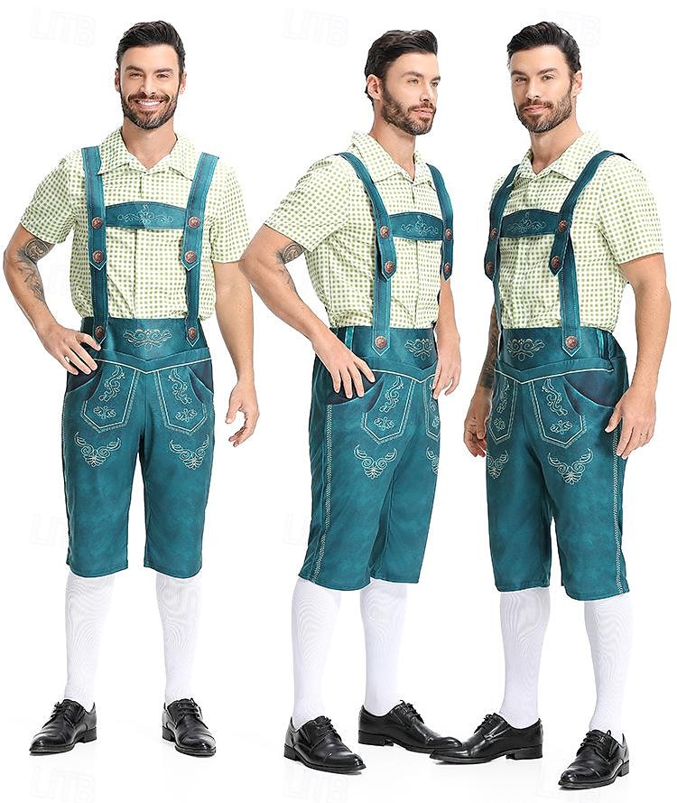 Karnawał Piwo Oktoberfest Kostium Stroje Lederhosen Koszula Bawaria Niemiecki Monachium Łąki Męskie Tkanina w stylu tradycyjnym Koszula Szorty 2025 - $38.99 -P13