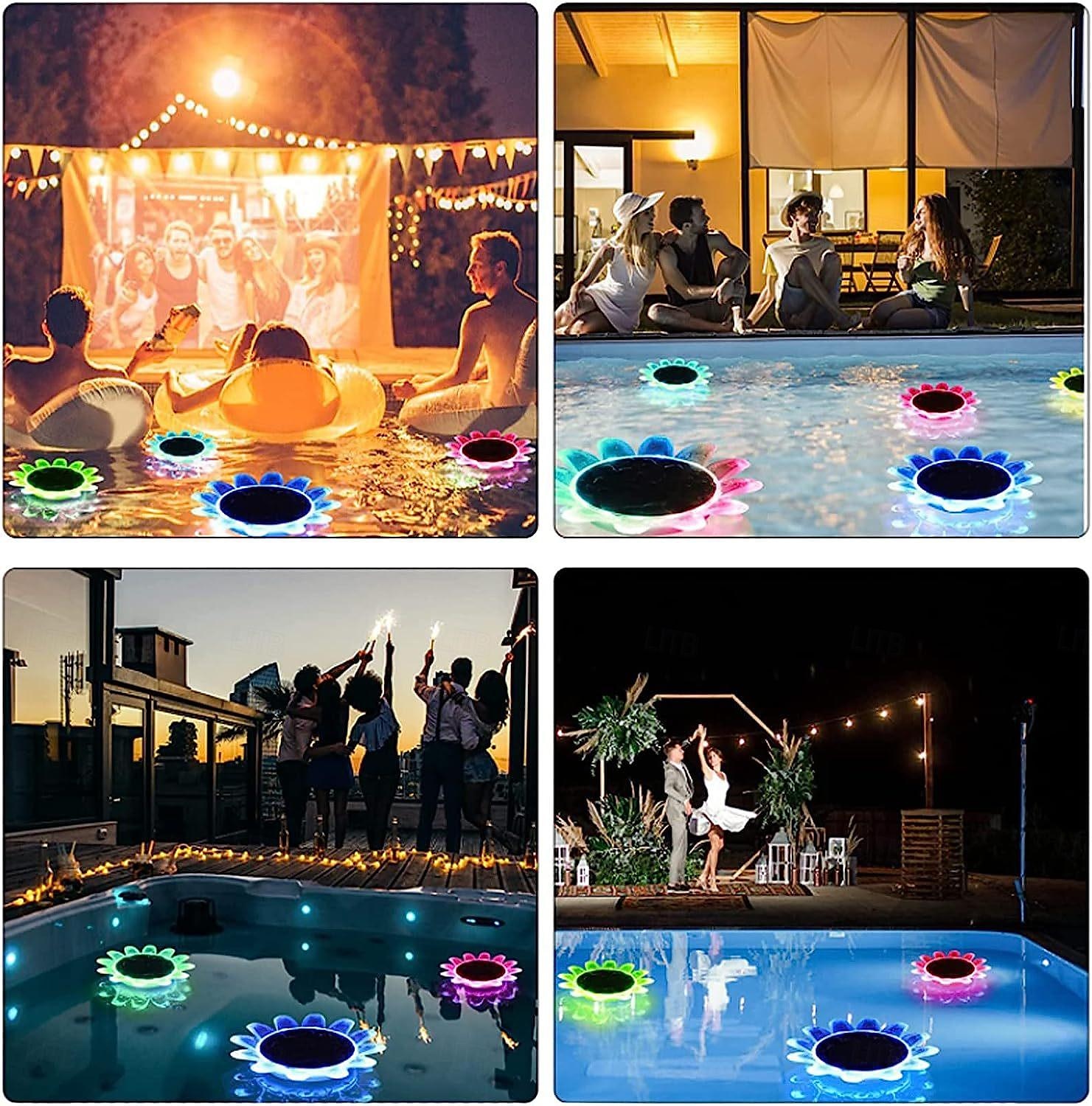 RGB-Schwimmlicht, Solar-LED-Poollicht, wasserdichtes Gartenlicht für den Außenbereich, für Schwimmbad, Teich, Ferienpark, Landschaftsdekoration, 1/2 Stück 2025 - $29.99 –P6