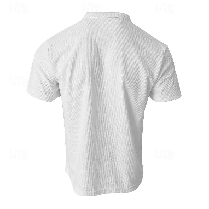 Per uomo Polo a nido d'ape Camicia da golf Golf Informale Sport Bavero Manica corta Essenziale Moderno Liscio Classico Primavera estate Standard Nero Bianco Blu Cachi Grigio Polo a nido d'ape del 2025 a $17.99 –P8