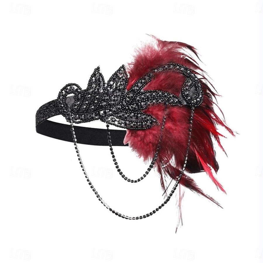 1920-as évek A nagy Gatsby Felszerelések Flapper fejpánt A nagy Gatsby Esküvői Vendég Gallér nélküli Jelmez Női Mindszentek napja Farsang Álarcos mulatság Parti Álarcos mulatság Esküvői fogadás 2025 - $23.99 –P12