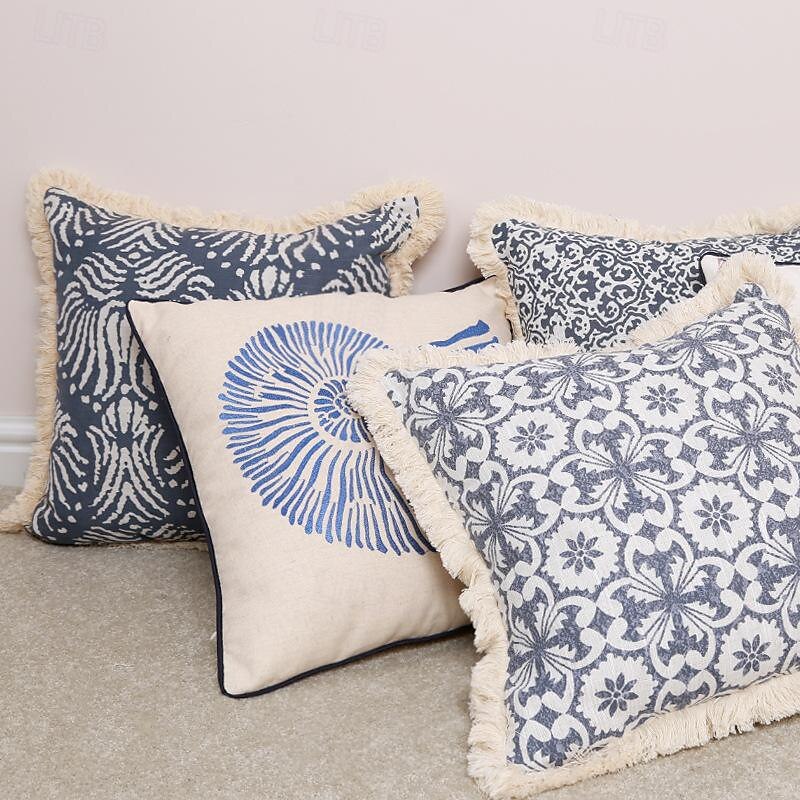 Capa de almofada decorativa com borla oceânica, 1 peça, capa de almofada quadrada macia, fronha para quarto, sala de estar, sofá, cadeira, tartaruga marinha de 2025 por $18.99 –P4