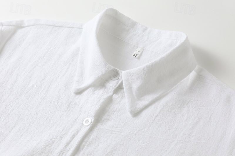 Mujer Negro Blanco Azul Piscina Verano Primavera Mini vestido Vestidos de lino y algodón Vestido de Camisa Vestido de algodón blanco Vacaciones Básico Moderno Diario Fin de semana Holgado Plano 2025 - $22.99 –P5