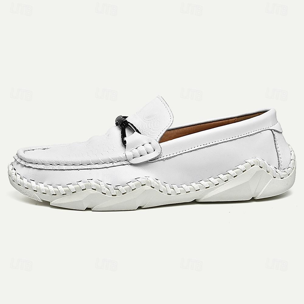 Per uomo Mocassini e Slip-Ons Penny Loafers Di pelle Comodo Antiscivolo Mocassino Argento Nero Bianco del 2025 a $54.99 –P1