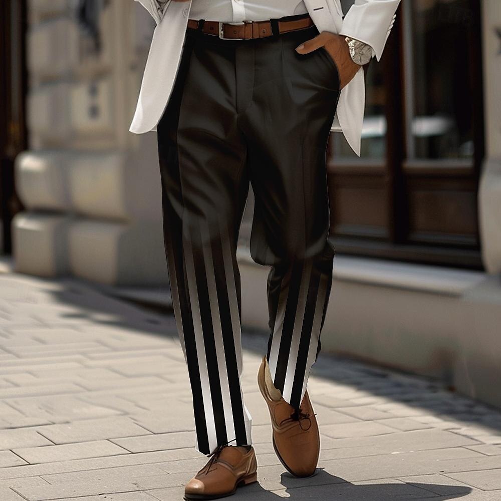 Men's Ombre Dress Pants Mid Waist Business Casual Wedding Dailywear Pocket Straight Leg Trousers Summer Spring Fall 3D Print Black Blue 2025 - $29.99 –P1