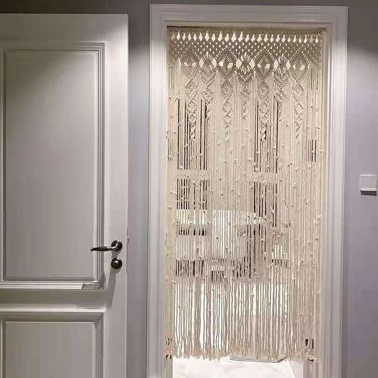 Makramee-Vorhang zum Aufhängen, Boho-Dekor, lange Fransen, schicke Türtrenner, handgefertigte Häkel-Wandteppiche, Vorhänge, Dekorationen für Wohnzimmer, Fenster, Wohnheim, Wohnung, Babyparty 2025 - $53.99 –P1