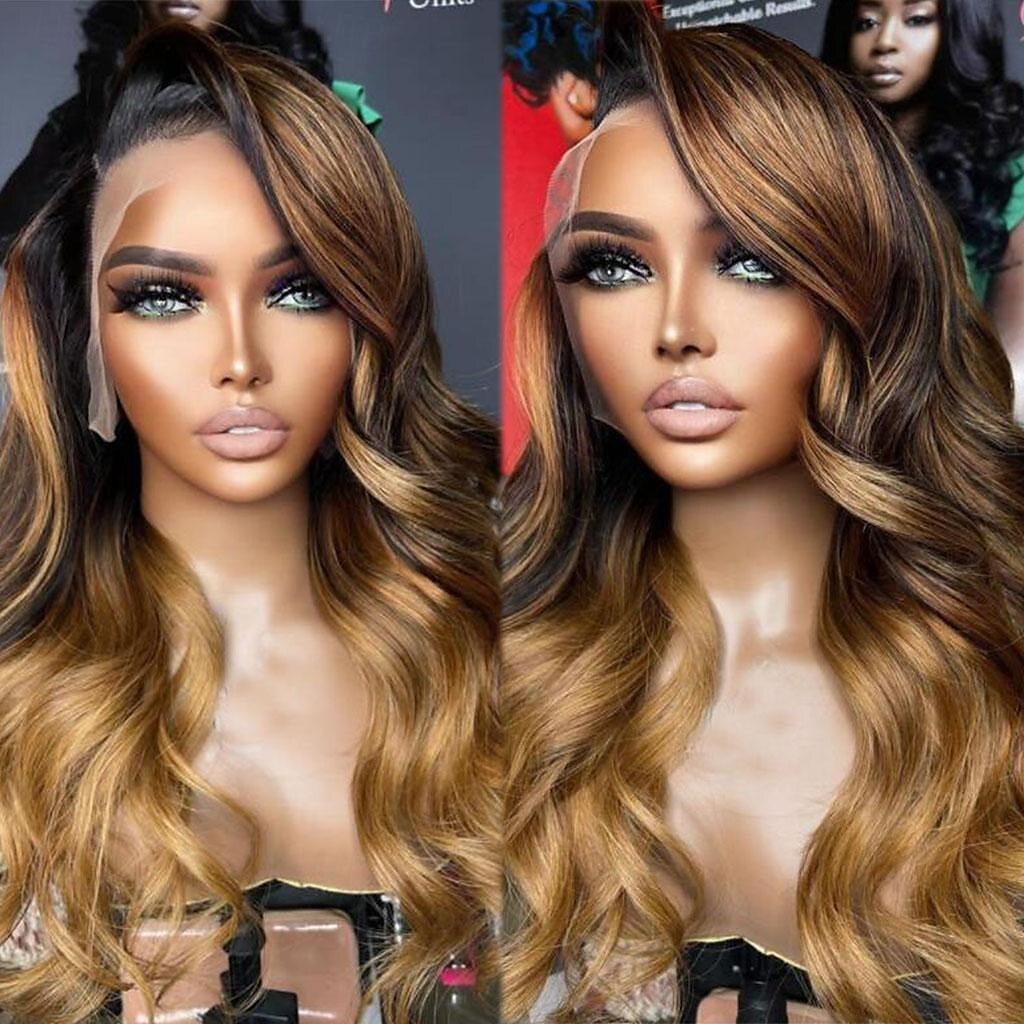 Remy mensenhaar 4x13 Sluiting Pruik Zijdeel Braziliaans haar Golvend Los golvend Meerkleurig Pruik 130% 150% Haardichtheid met babyhaar Ombre-haar 100% Maagd Pre-geplukt Voor Dames Lang Kanten 2025 - $214.39 –P3