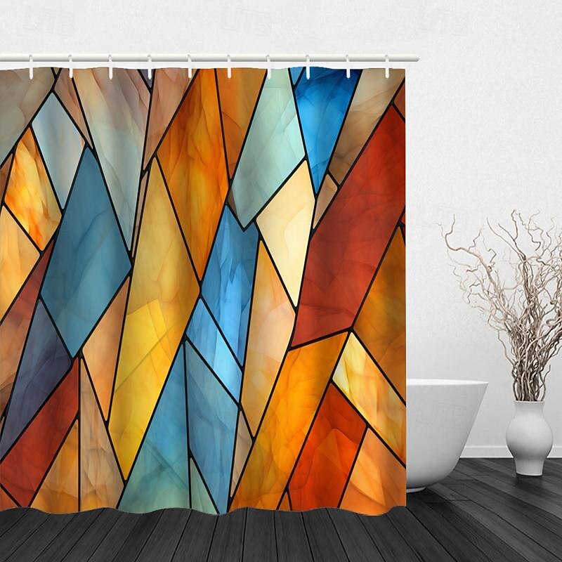 Dusjforheng med kroker 180cm*180cm(70"*70") polyester vaskbar vanntett mønster baderoms badekar dekor abstrakt 2025 - $25.99 –P1