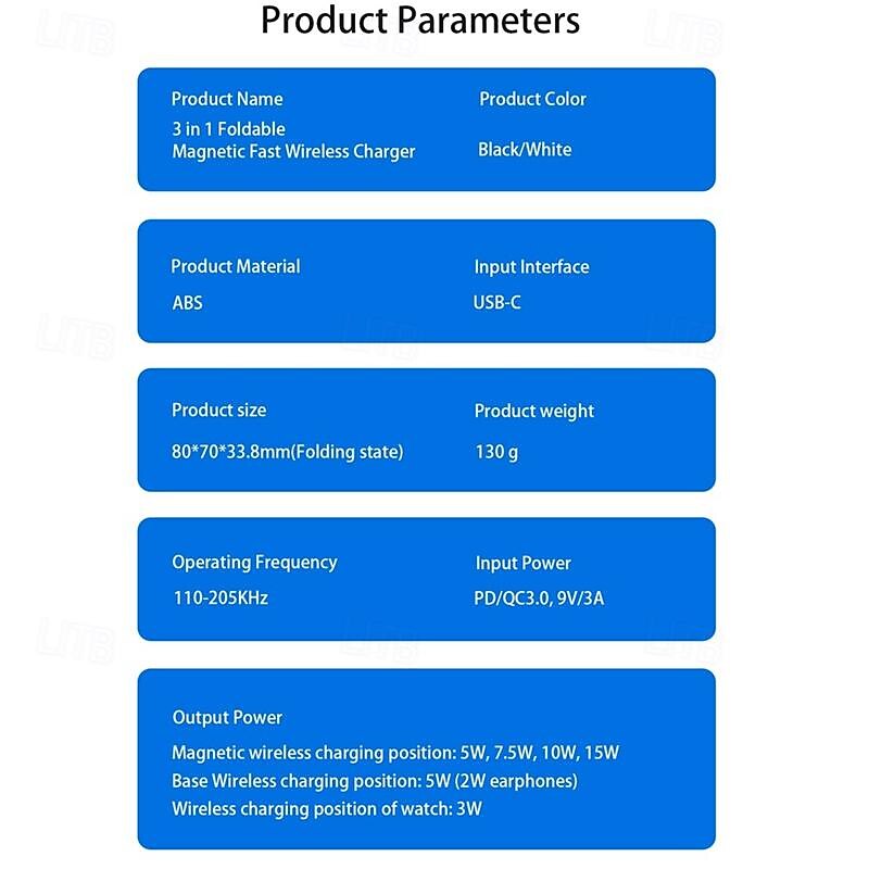 Wireless Charger 15 W Output Power Wireless Charging Station CE Certified Fast Wireless Charging MagSafe Universal For iPhone 14/13/12/11 Pro Max Universal Cellphone Gear Fit 2 R360 Apple Watch 2025 - $36.99 –P11