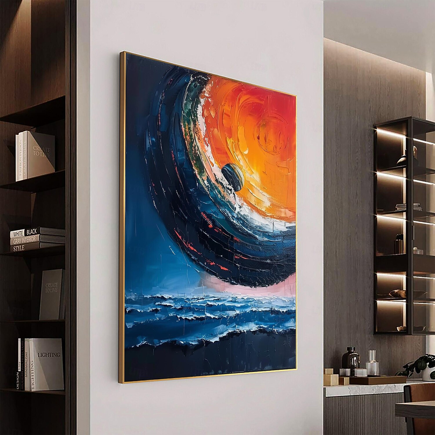 handgemachtes Ölgemälde Leinwand Wandkunst Dekor original buntes Sternenhimmel Gemälde abstrakte Nachtszene Malerei Wohndekor mit gespanntem Rahmen ohne Innenrahmen Gemälde 2025 - $147.99 –P6