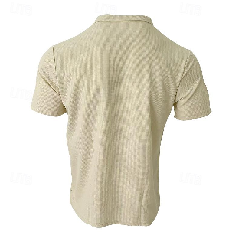 Per uomo Polo a nido d'ape Camicia da golf Golf Informale Sport Bavero Manica corta Essenziale Moderno Liscio Classico Primavera estate Standard Nero Bianco Blu Cachi Grigio Polo a nido d'ape del 2025 a $17.99 –P12