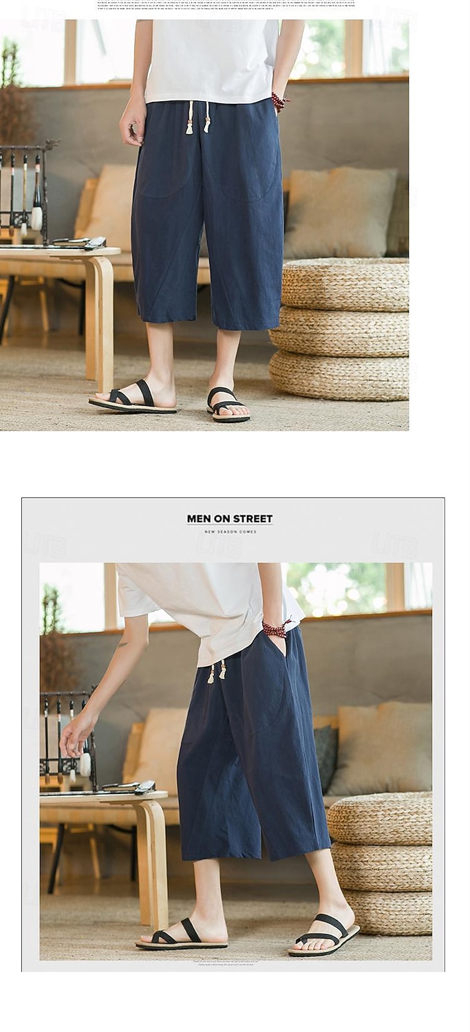 Bărbați Pantaloni de in Pantaloni harem Pantaloni Capri Buzunar Mată Sport Lungime gambă Muncă Casual Casual Potrivire Largă Negru Roșu Vin Inelastic 2026 - $22.99 –P14