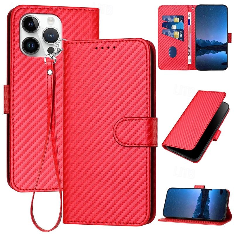 Phone Case For iPhone 16 iPhone 15 Pro Max Plus iPhone 14 13 12 11 Pro Max Plus Mini SE Back Cover with Stand Holder with Wrist Strap Card Slot TPU PU Leather 2025 - $15.99 –P1