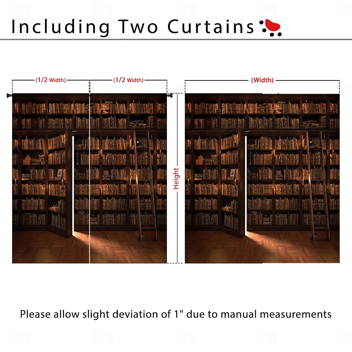Vintage Bücherregal Verdunkelungsvorhänge Türisolierung Außenbalkon Rest Wohnzimmer Wohndekoration 2-teiliges Set mit 3D-Digitaldruck perforiert 2026 - $41.99 –P14