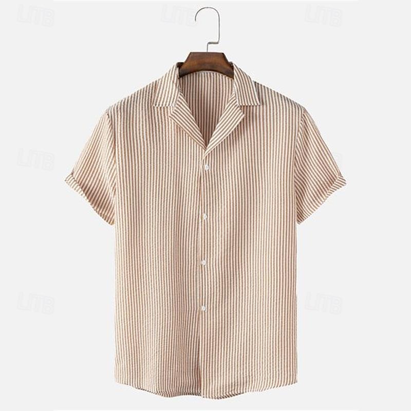 Homme Chemise Chemise d'été Chemise Décontractée Chemise de Plage Chemise Boutonnée Chemises à rayures Bleu Orange Manche Courte Rayures Col Rabattu Vacances Hawaïen Vêtement Tenue Polyester Mode de 2025 ? $24.99 –P2