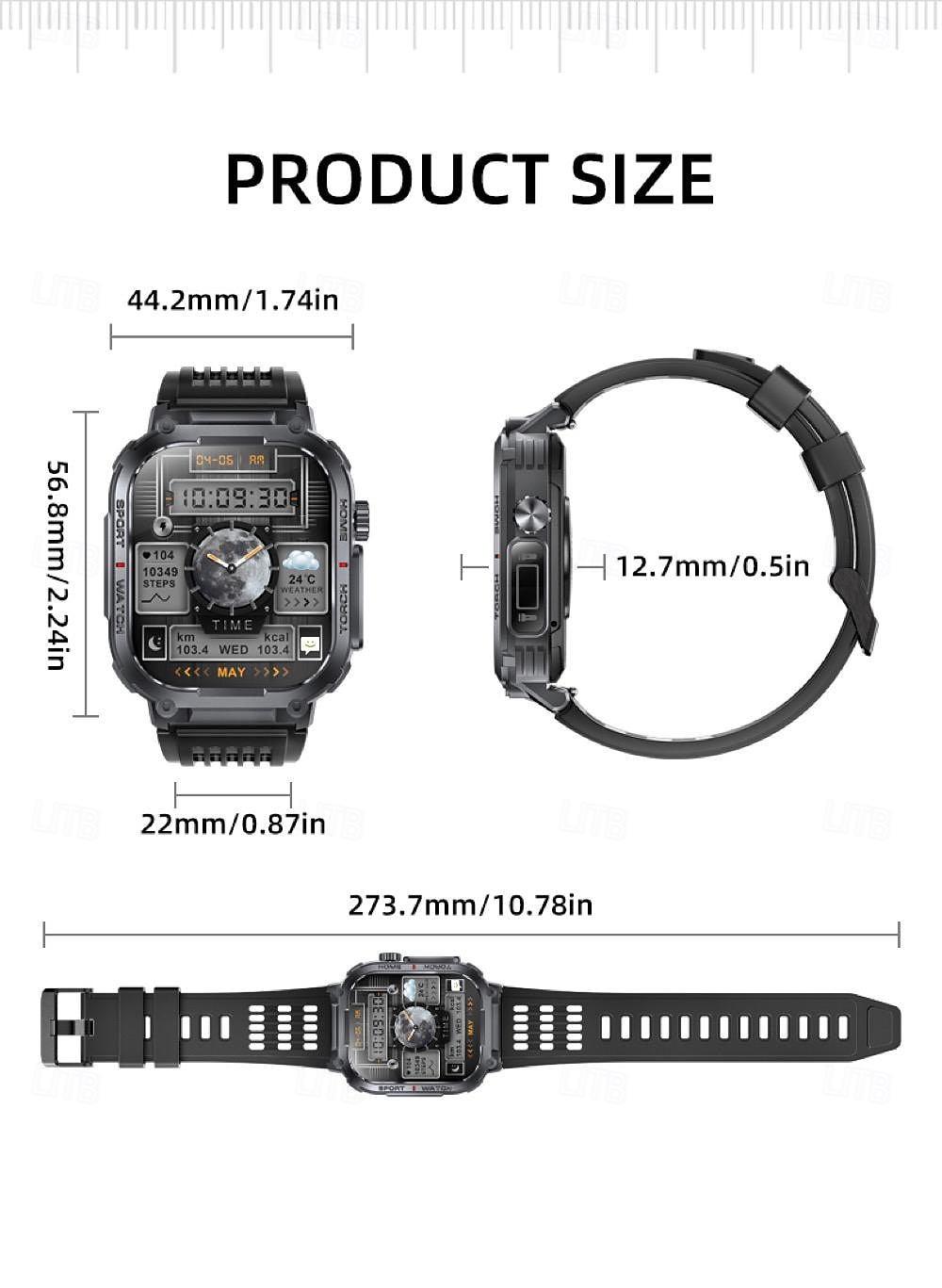 2025年 696 S320B スマートウォッチ 2.02 インチ スマートブレスレット ブルートゥース 歩数計 着信通知 睡眠サイクル計測器 と互換性があります Android iOS 男性 ハンドフリーコール メッセージ受信通知 ステップトラッカー IP 67 44mmの時計ケース  コレクション – $54.99 –P18