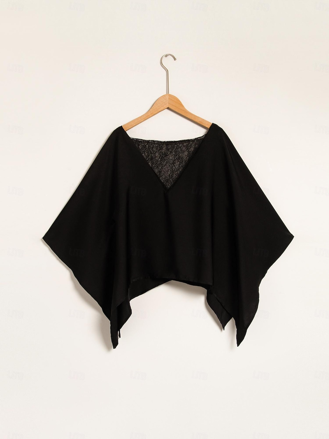 Dam Summer Tops Enfärgad / vanlig färg Ledigt / vardag Helgen Fladdermusärm Svart Spets Dolman Ledigt vardag Båthals Sommar 2026 - $67.99 –P10