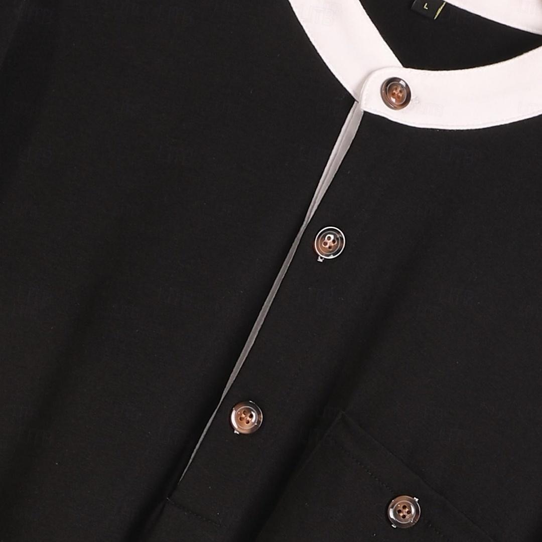 Herr Henleytröja T-tröja Färgblock Henley Utomhus Ledigt Kortärmad Knapp Ficka Kläder Mode Designer Bekväm 2025 - $18.99 –P4