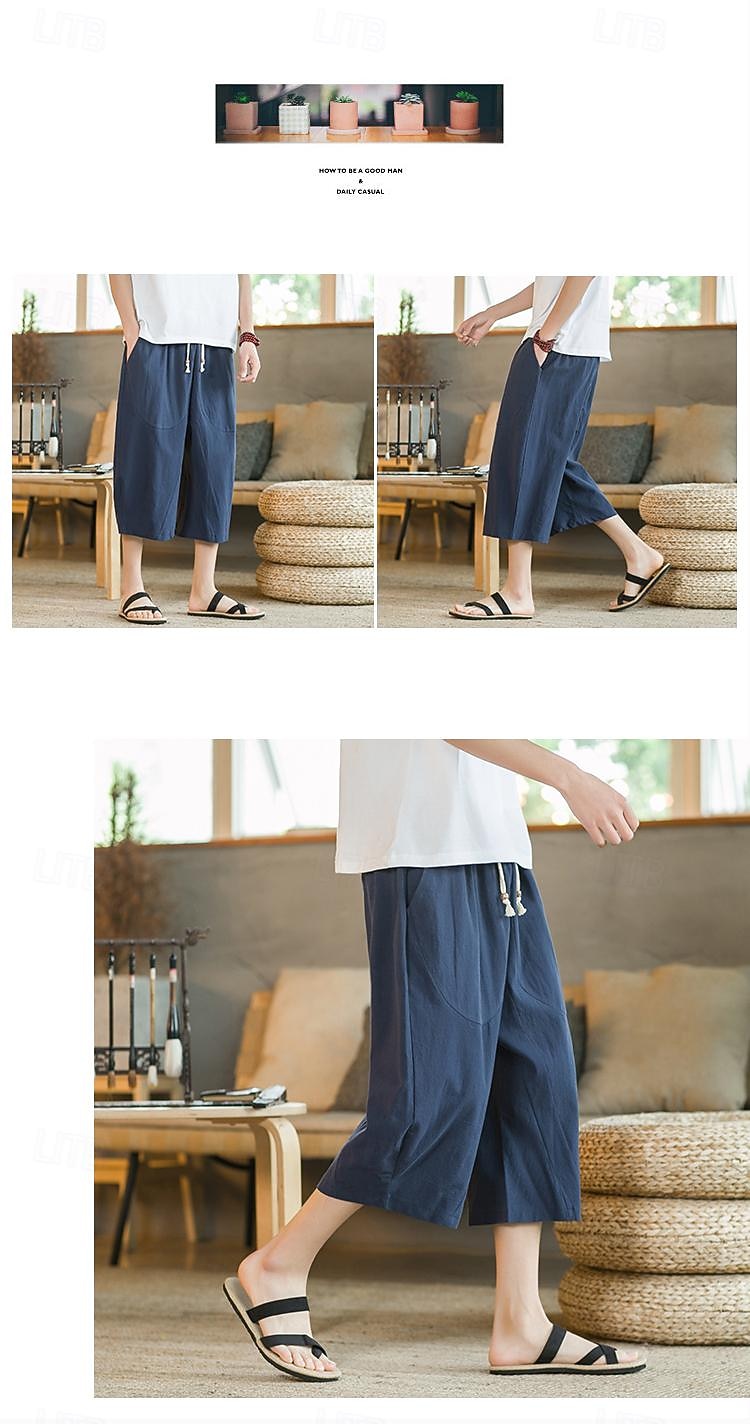 Bărbați Pantaloni de in Pantaloni harem Pantaloni Capri Buzunar Mată Sport Lungime gambă Muncă Casual Casual Potrivire Largă Negru Roșu Vin Inelastic 2026 - $22.99 –P15