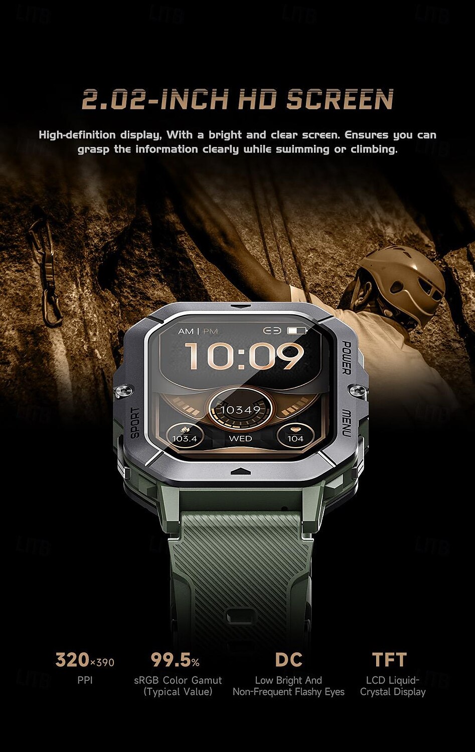 696 C28 Smart Watch 2.02 inch Smart Band Fitness Bracelet Bluetooth Pedometer Call Reminder Sleep Tracker Compatible with Android iOS Men Hands-Free Calls Message Reminder IP 67 42mm Watch Case 2025 - $52.99 –P8