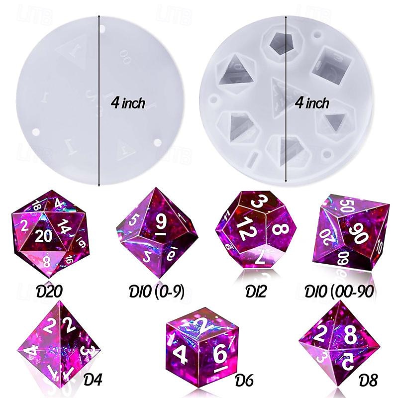 Porte-clés de dés polyédriques en résine, 2 pièces, bricolage, groupe de course, jeu de société, moule en silicone de 2025 ? $33.99 –P7