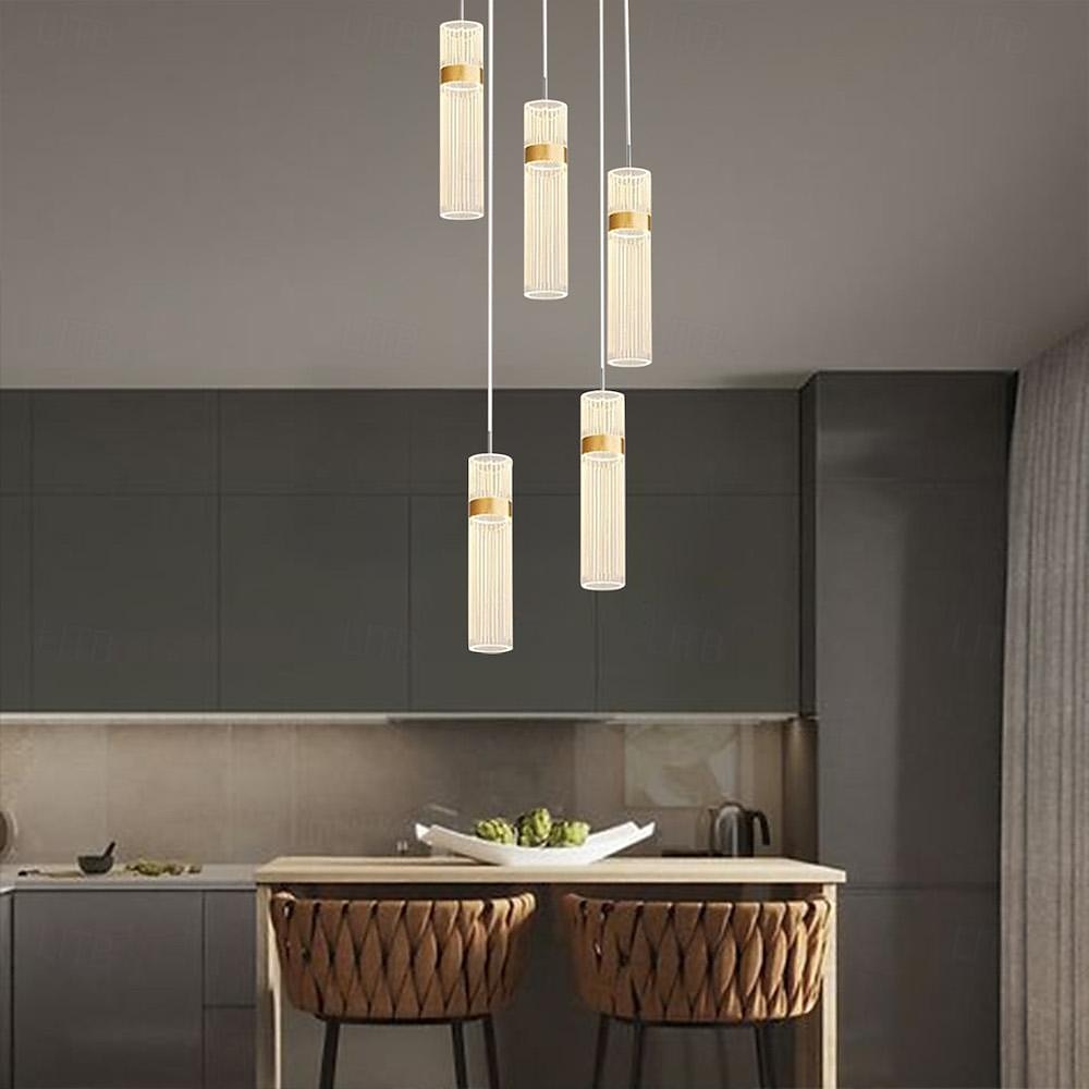 3 lumières 5 lumières 28 cm Conception unique Conception de l'île Lampe suspendue Acrylique Acrylique Plaqué Finitions Peintes Moderne Style nordique 85-265V de 2025 ? $313.29 –P6