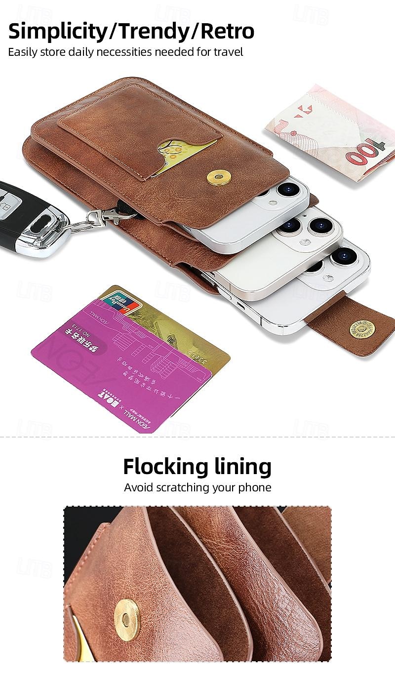 Men Cellphone Loop Holster Case Belt Waist Bag Props PU Leather Purse Phone Wallet Vintage Belt Mobile Phone Protective Sheath 2026 - $18.99 –P4
