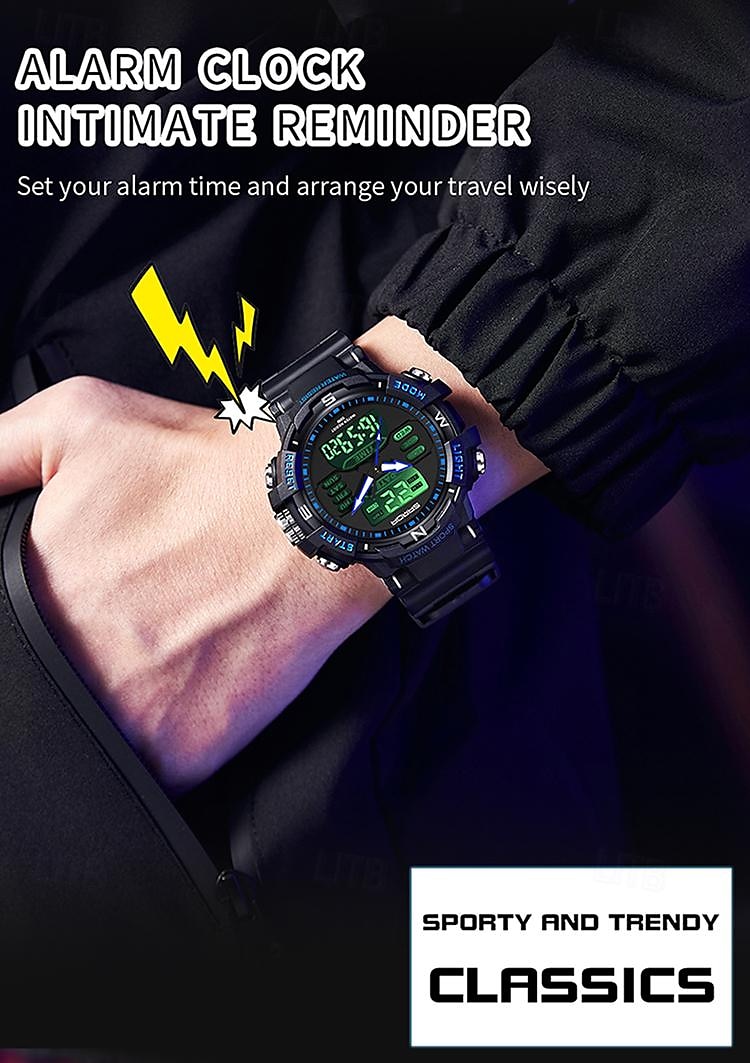 SANDA Heren Digitale Horloge Buiten Sports Mode Polshorloge Luminous Stopwatch Alarmklok Countdown TPU Horloge 2025 - $28.99 –P14