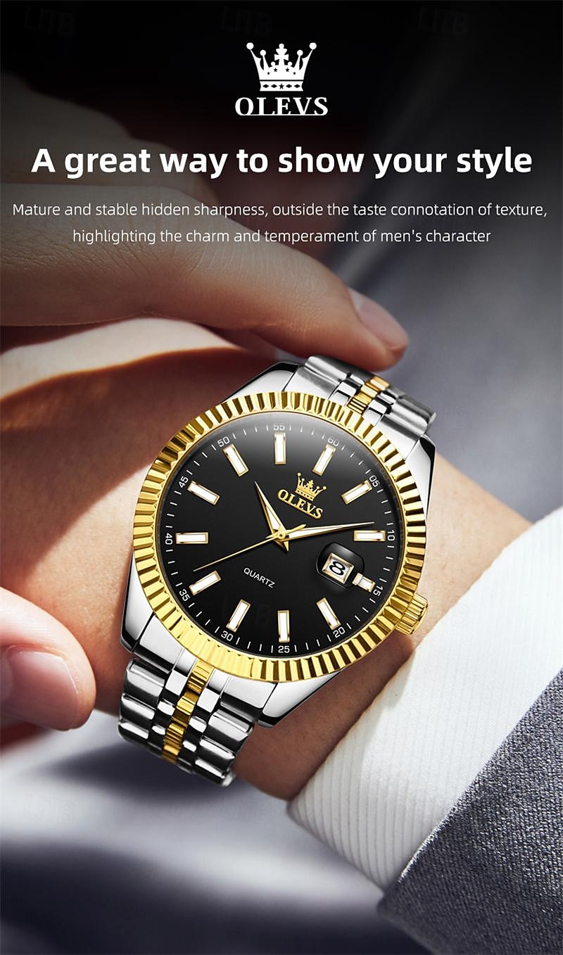 Olevs Horloges Luminous Kalender Mode Trend Leven Reizen Quartz Horloge Eenvoudige Vrijetijd Waterdichte Sporten Herenhorloge 2025 - $27.99 –P6