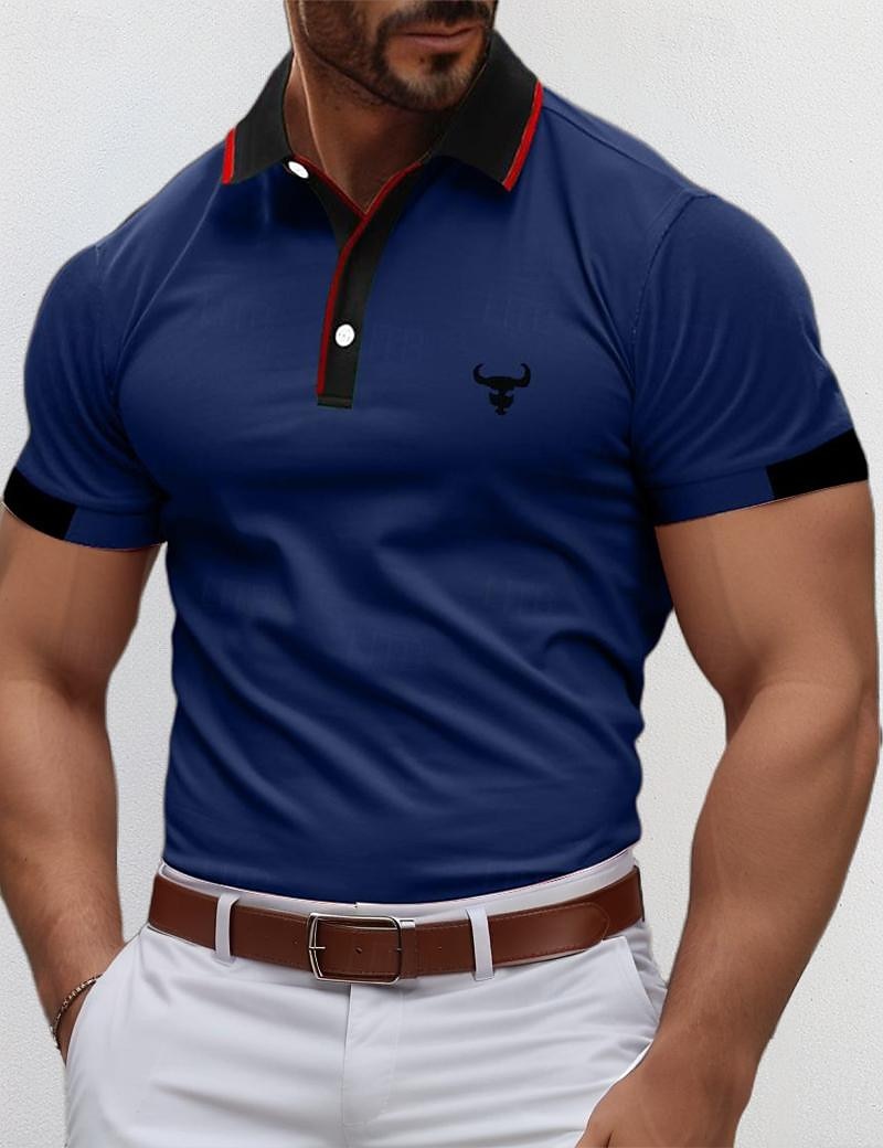 Hombre Camisetas polo Camiseta de golf Casual Deportes Cuello polo acanalado Manga Corta Moda Básico Bloque de color Vaca Retazos Bordado Verano Ajuste regular Amarillo Rojo Azul Piscina Verde Trébol 2026 - $7.99 –P2