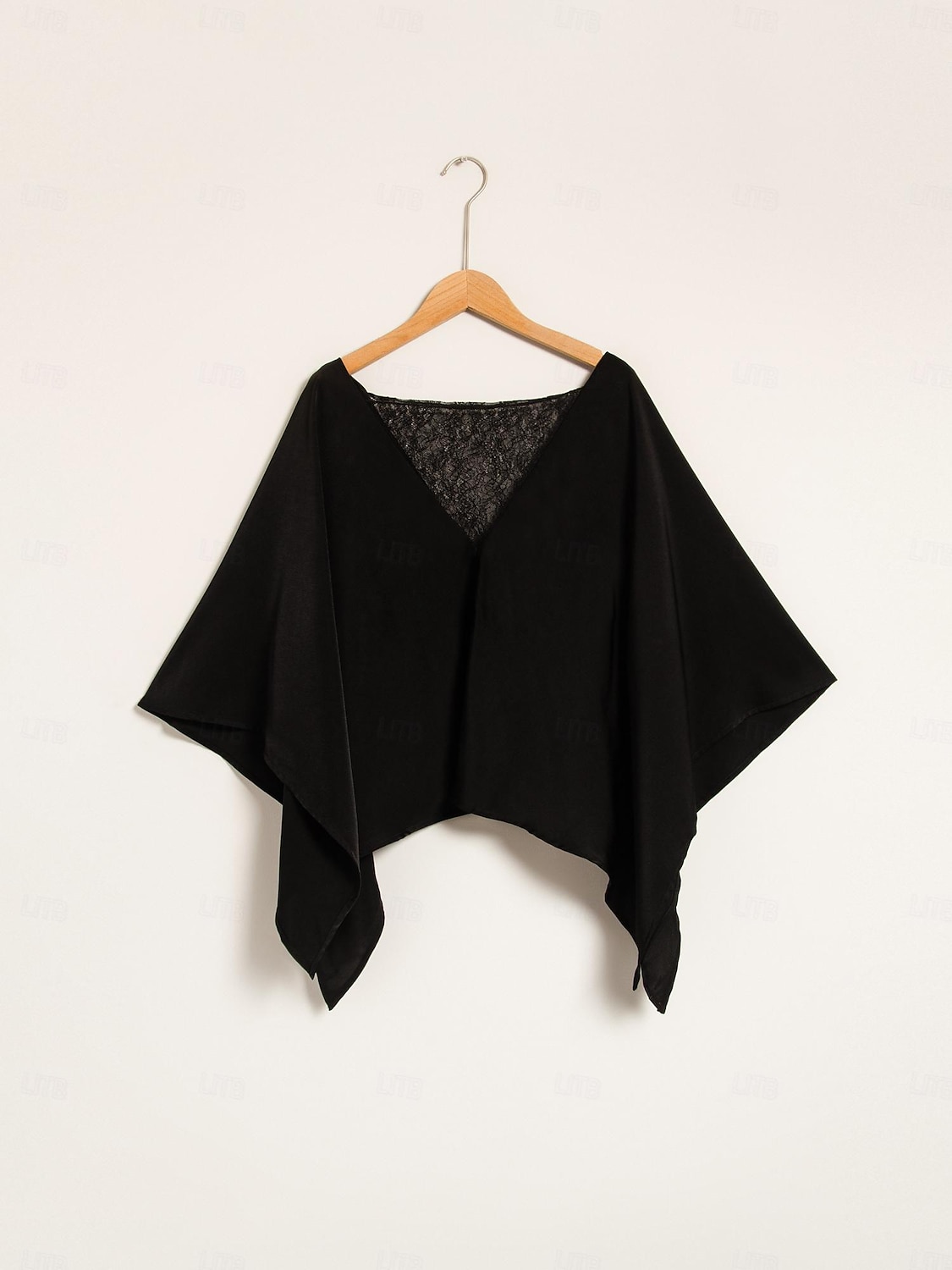Dam Summer Tops Enfärgad / vanlig färg Ledigt / vardag Helgen Fladdermusärm Svart Spets Dolman Ledigt vardag Båthals Sommar 2026 - $67.99 –P9