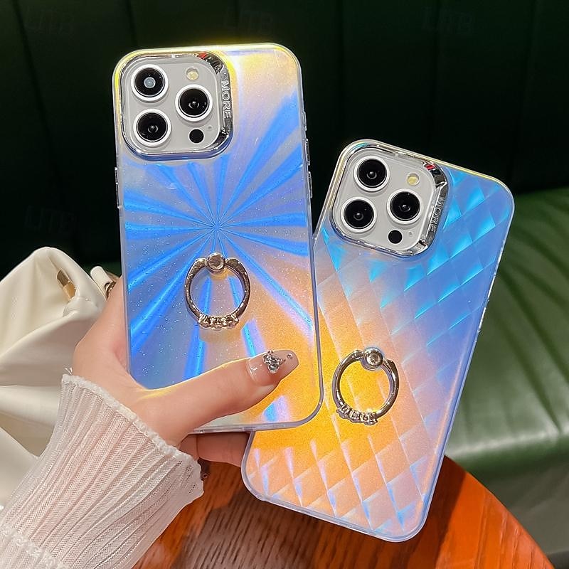 טלפון מגן עבור אייפון 16 iPhone 15 Pro Max iPhone 14 Pro Max אייפון 13 פרו מקס כיסוי אחורי בלינג גליטר מבריק אבזם טבעת עמיד בזעזועים TPU צפוי 2025 - $15.99 –P2