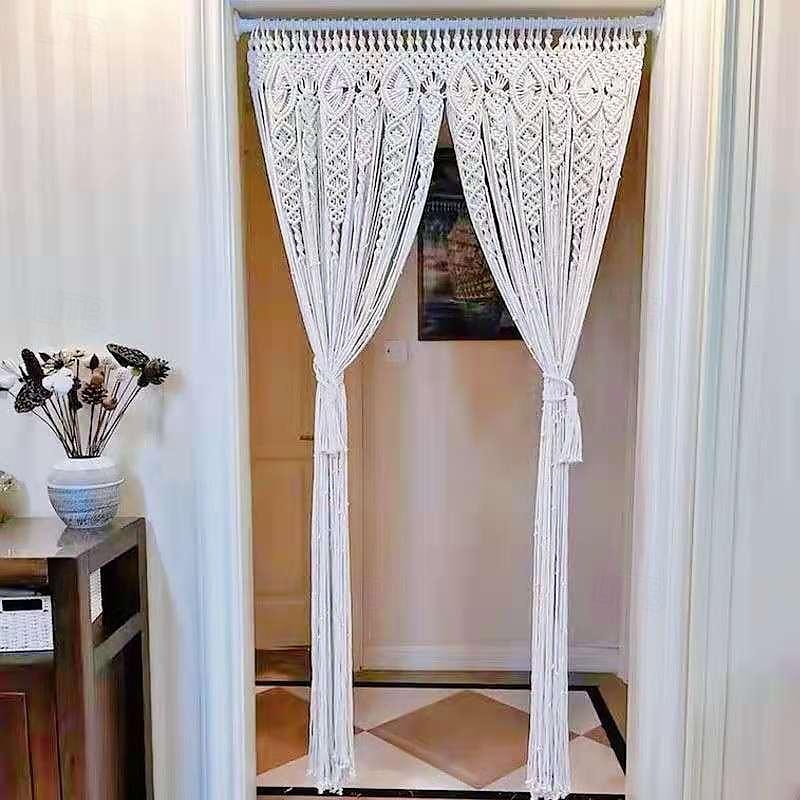 Makramee-Vorhang zum Aufhängen, Boho-Dekor, lange Fransen, schicke Türtrenner, handgefertigte Häkel-Wandteppiche, Vorhänge, Dekorationen für Wohnzimmer, Fenster, Wohnheim, Wohnung, Babyparty 2025 - $53.99 –P3