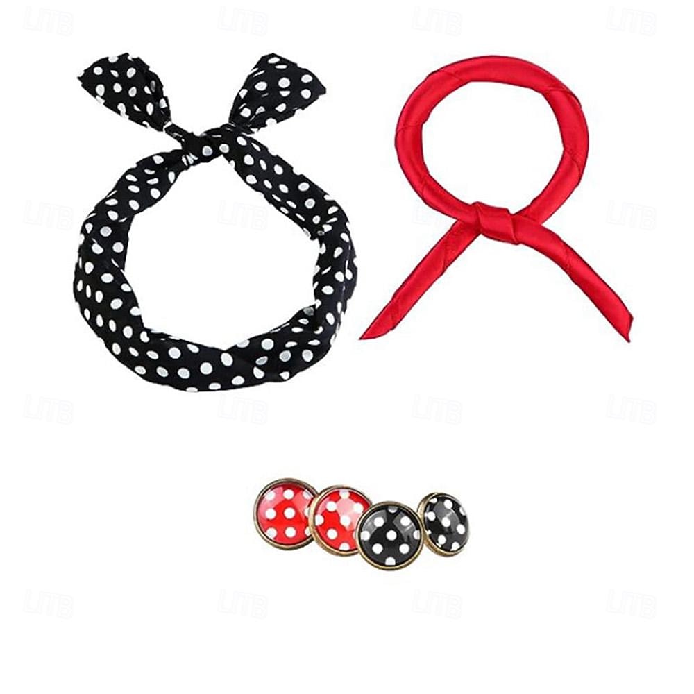 Винтажные платья в горошек наряды 1950-х годов набор аксессуаров ожерелье ободок наряд в горошек костюм для женщин на Хэллоуин маскарад выступление вечеринка на Хэллоуин вечерняя одежда серьги ободок 2026 - $19.49 –P4