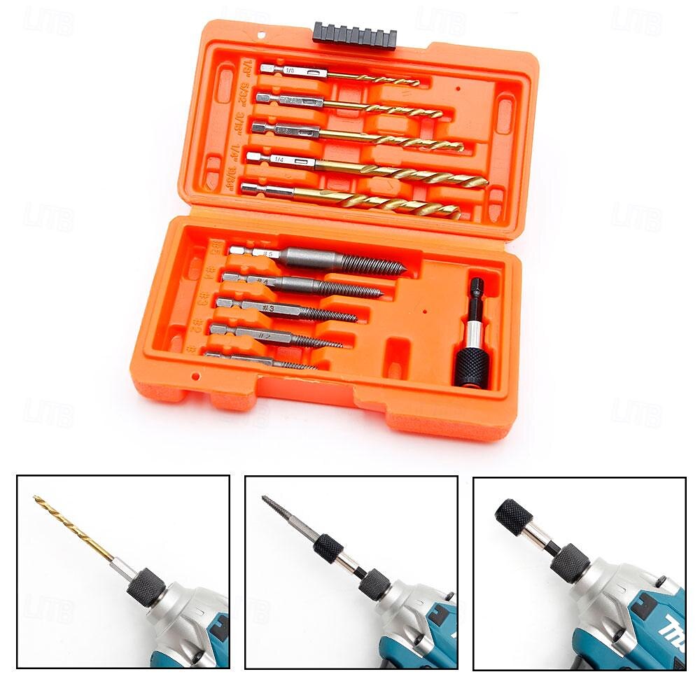 Set di estrattori di viti da 11 pezzi e set di estrattori di viti con supporto universale per punte da trapano, set di punte da trapano metriche, set di estrattori per punte da trapano inverse per la rimozione di viti, bulloni e prigionieri rotti del 2025 a $22.99 –P3