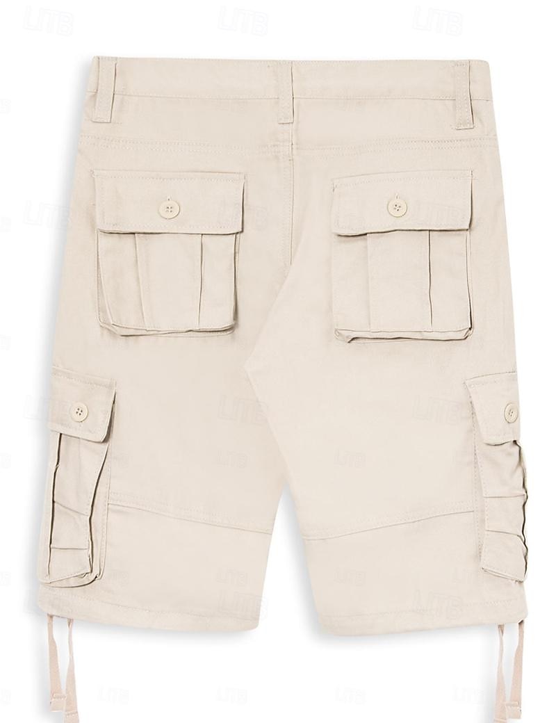 Herre Cargoshorts Shorts Bermudashorts Multi lomme Rett ben Ensfarget Anvendelig Utendørs Knelengde utendørs Avslappet Strand Klassisk Svart Kakifarget Høy Midje Uelastisk 2025 - $25.99 –P5